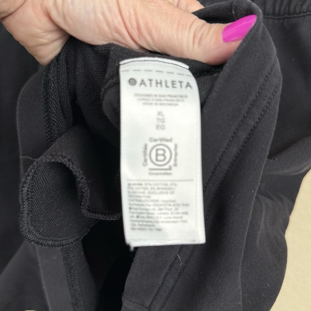 Athleta Retroterry Romper Black Zip Front Athleisure Preppy Sz XL Tennis Sporty - Picture 7 of 9